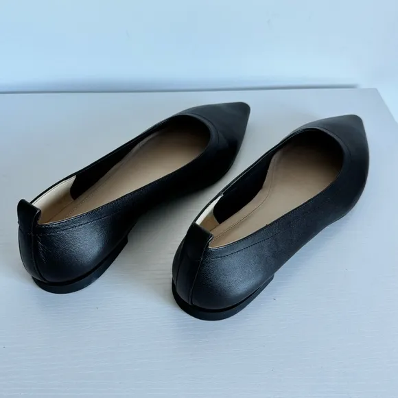 Everlane NWB 7.5 Black Leather 40 Hour Flats Pointed Toe