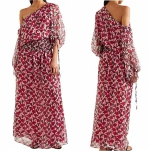 Eywasouls Malibu Women’s Red Pink Floral Smocked Evelyn Maxi Dress Size L