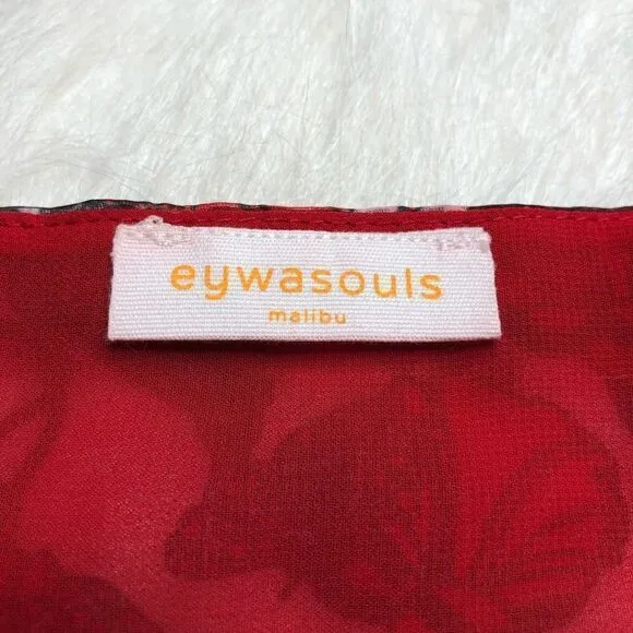 Eywasouls Malibu Women’s Red Pink Floral Smocked Evelyn Maxi Dress Size L