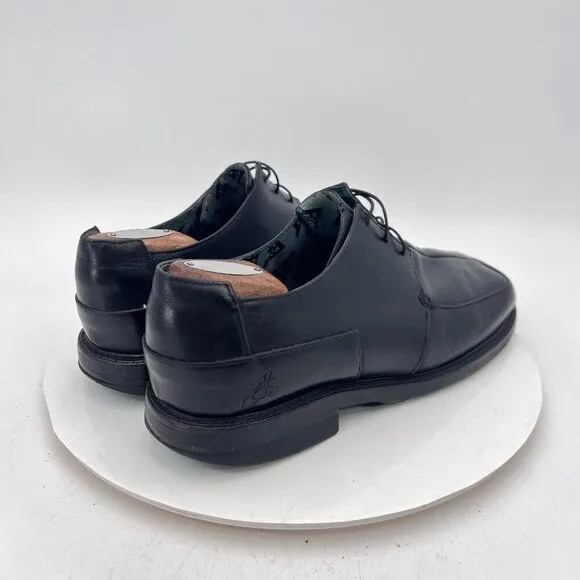 F By John Fluevog Men Size 9 Black Leather Square Toe Lace Up Derby Dress Shoes