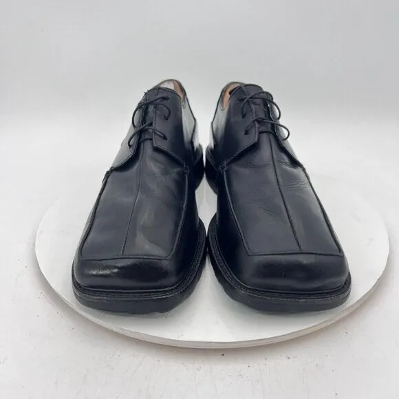 F By John Fluevog Men Size 9 Black Leather Square Toe Lace Up Derby Dress Shoes