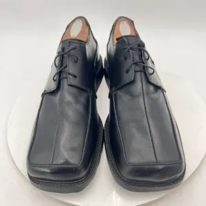 F By John Fluevog Men Size 9 Black Leather Square Toe Lace Up Derby Dress Shoes
