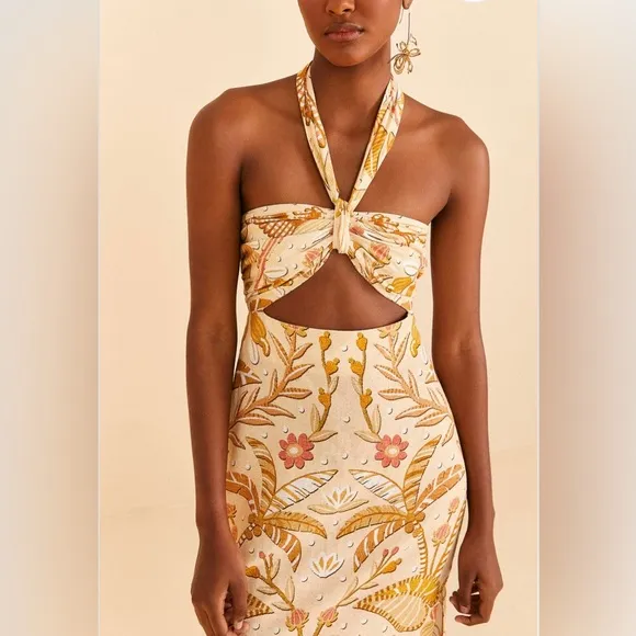 Farm Rio Sand Jungle Chic Midi Dress