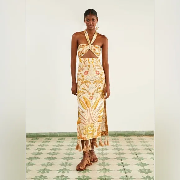 Farm Rio Sand Jungle Chic Midi Dress