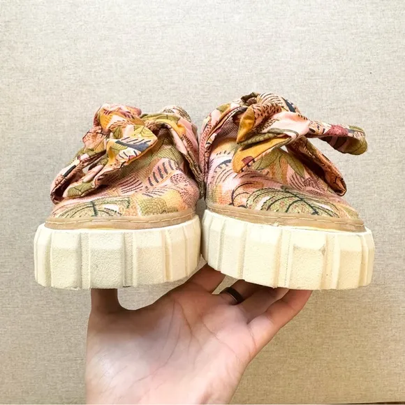 Farm Rio Summer Dream Tropical Leaf Printed Bow Mule Slip-On Sneakers Size 13