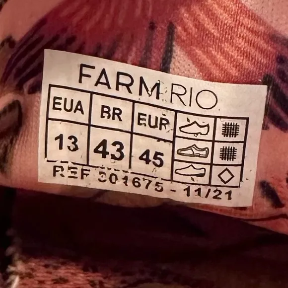 Farm Rio Summer Dream Tropical Leaf Printed Bow Mule Slip-On Sneakers Size 13
