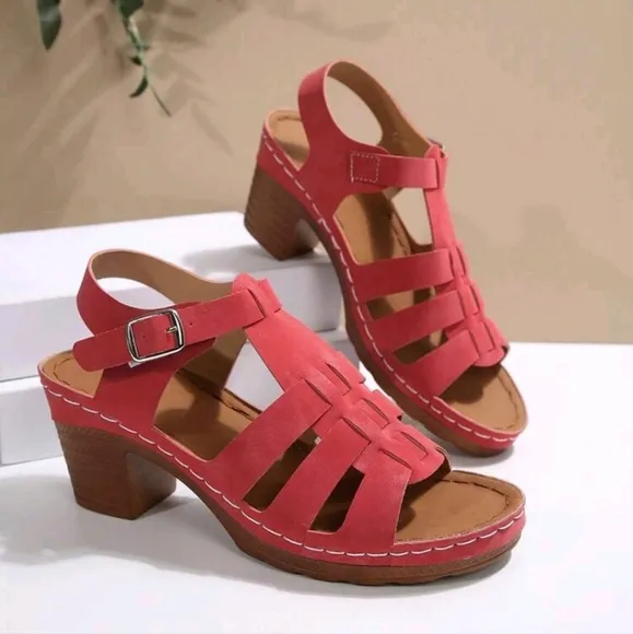 Fashion Thick High Heel Sandals, Black Daily Wear Open Toe Sandals