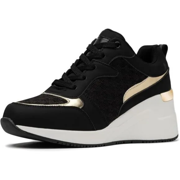 Fashion Wedge Heeled Sneakers for Women W142-allblack