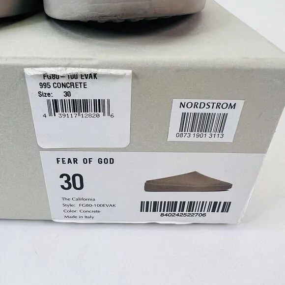 Fear of God FG80-100EVAK The California Kids‎ Slippers Concrete 30 EU / 12.5C US