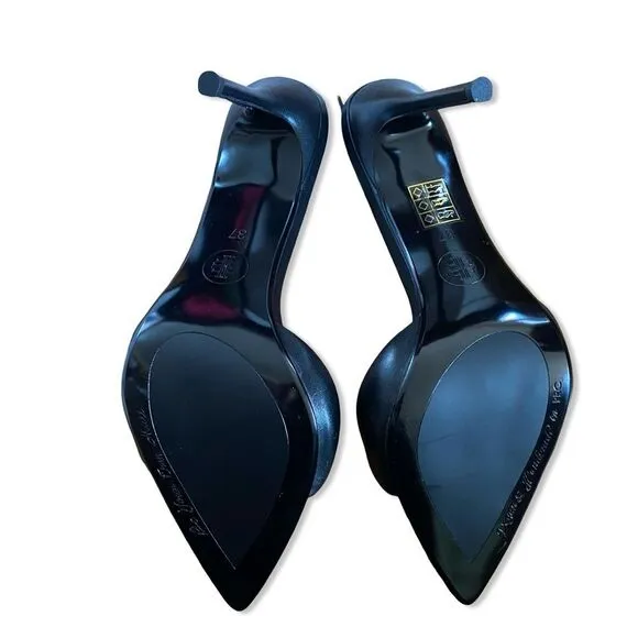 Femme LA Los Angeles Saint slipper black sandals high heels shoes Revolve Sz 7