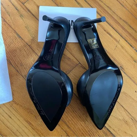 Femme LA Los Angeles Saint slipper black sandals high heels shoes Revolve Sz 7