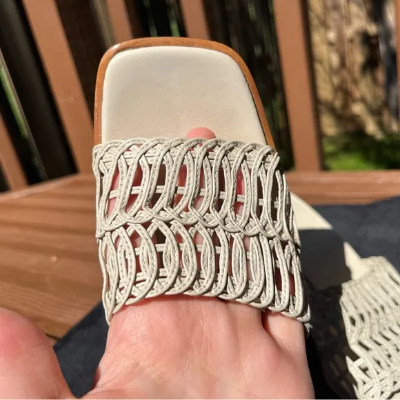 Ferragamo Beige Woven Heeled Sandals