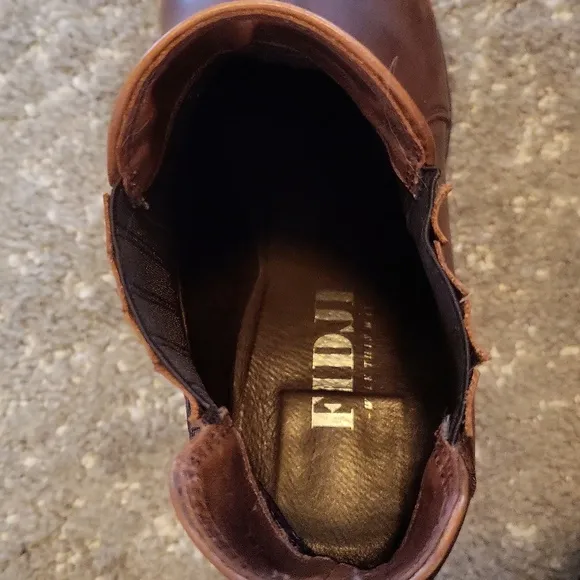 FIDJI Cognac Brown Leather Ankle Boots