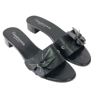 FIERAMOSCA &amp; CO Womens Size 8 M Slides Sandals Black Leather Shoes Made in ITALY