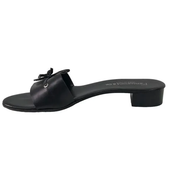 FIERAMOSCA &amp; CO Womens Size 8 M Slides Sandals Black Leather Shoes Made in ITALY