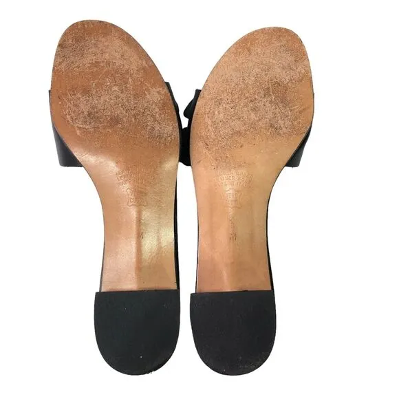 FIERAMOSCA &amp; CO Womens Size 8 M Slides Sandals Black Leather Shoes Made in ITALY