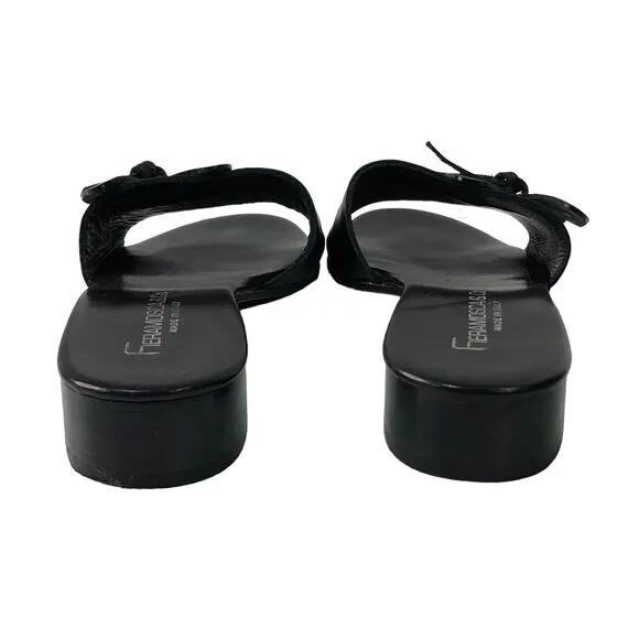 FIERAMOSCA &amp; CO Womens Size 8 M Slides Sandals Black Leather Shoes Made in ITALY