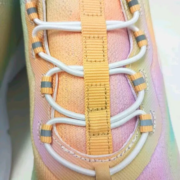 Fila Peach Tie Dye Jogger Sz 9.5 Faux Lace Sneaker SLIP-On Skyway Athletic Nurse