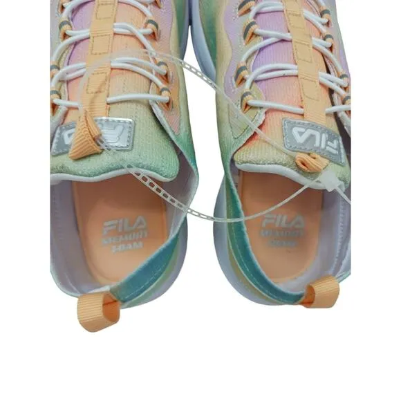 Fila Peach Tie Dye Jogger Sz 9.5 Faux Lace Sneaker SLIP-On Skyway Athletic Nurse