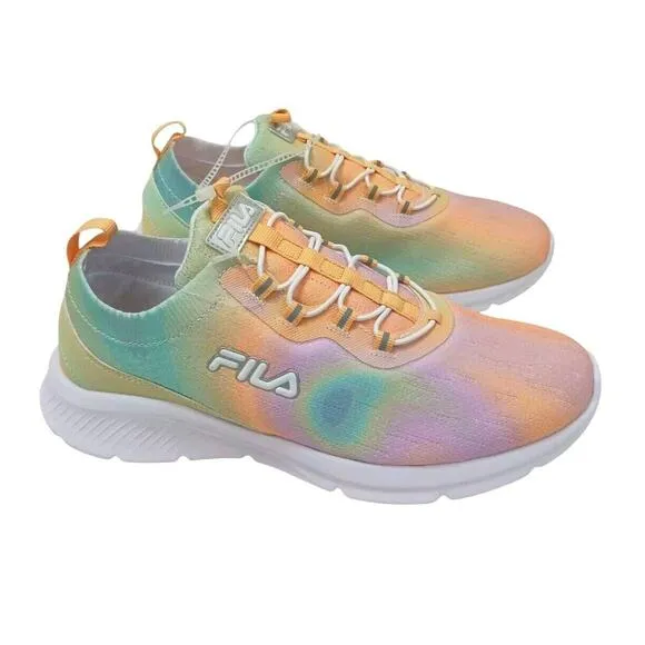 Fila Peach Tie Dye Jogger Sz 9.5 Faux Lace Sneaker SLIP-On Skyway Athletic Nurse