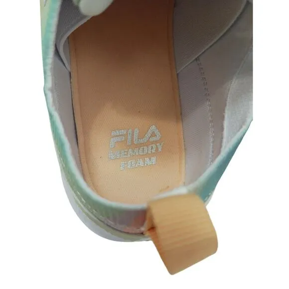 Fila Peach Tie Dye Jogger Sz 9.5 Faux Lace Sneaker SLIP-On Skyway Athletic Nurse