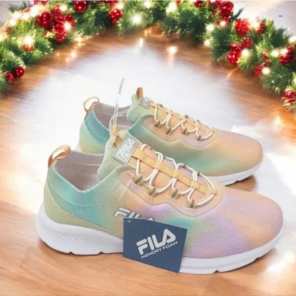 Fila Peach Tie Dye Jogger Sz 9.5 Faux Lace Sneaker SLIP-On Skyway Athletic Nurse