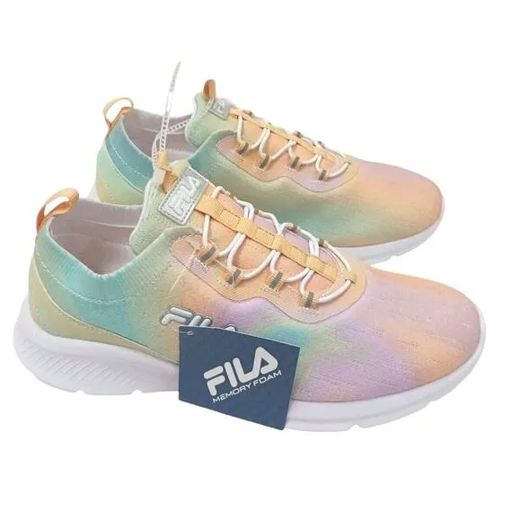 Fila Peach Tie Dye Jogger Sz 9.5 Faux Lace Sneaker SLIP-On Skyway Athletic Nurse