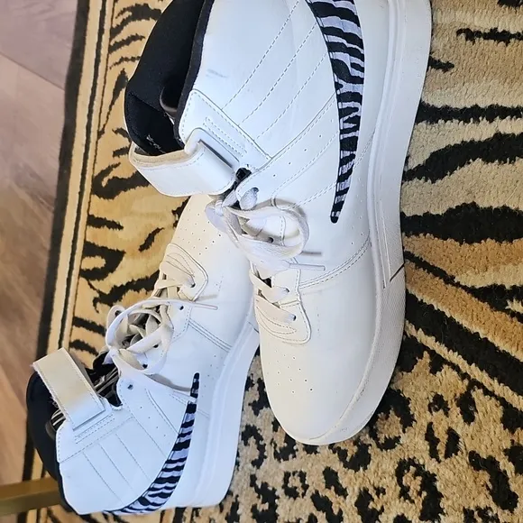 FILA, White, Black, High-Top, Sneakers, Zebra, Women's, Vintage, Casual, Street