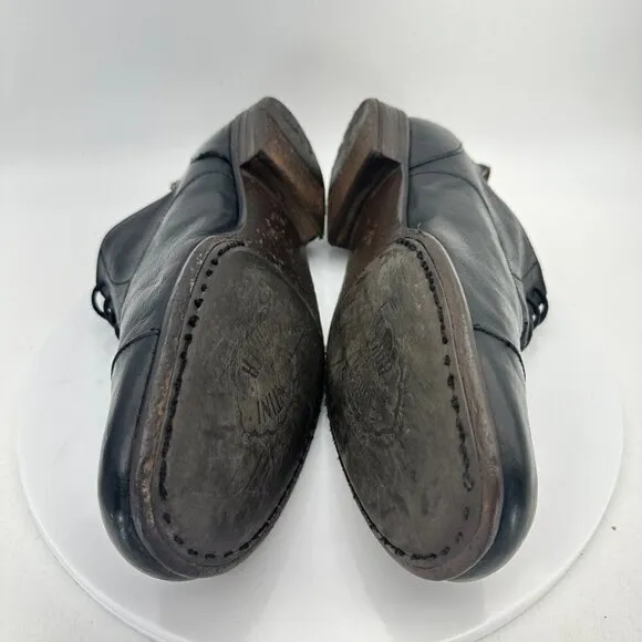 Fiorentini   Baker Men Size EU 43 US 10 Black Leather Cap Toe Oxford Dress Shoes