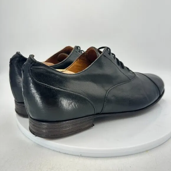 Fiorentini   Baker Men Size EU 43 US 10 Black Leather Cap Toe Oxford Dress Shoes