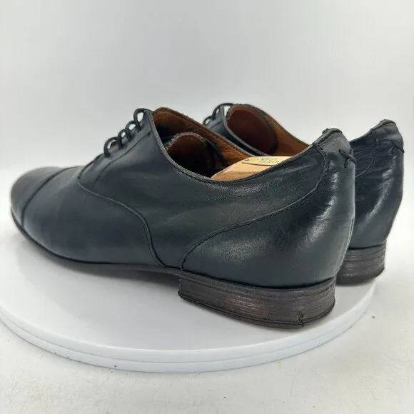 Fiorentini   Baker Men Size EU 43 US 10 Black Leather Cap Toe Oxford Dress Shoes