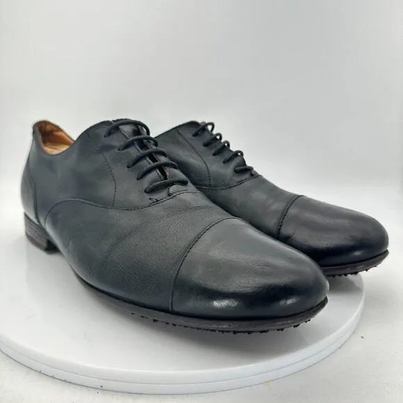 Fiorentini   Baker Men Size EU 43 US 10 Black Leather Cap Toe Oxford Dress Shoes