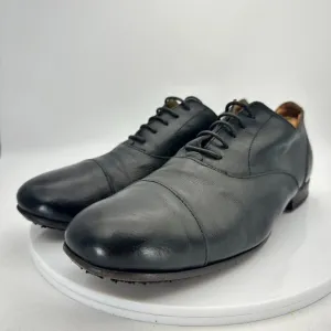 Fiorentini   Baker Men Size EU 43 US 10 Black Leather Cap Toe Oxford Dress Shoes