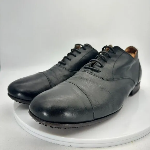 Fiorentini   Baker Men Size EU 43 US 10 Black Leather Cap Toe Oxford Dress Shoes