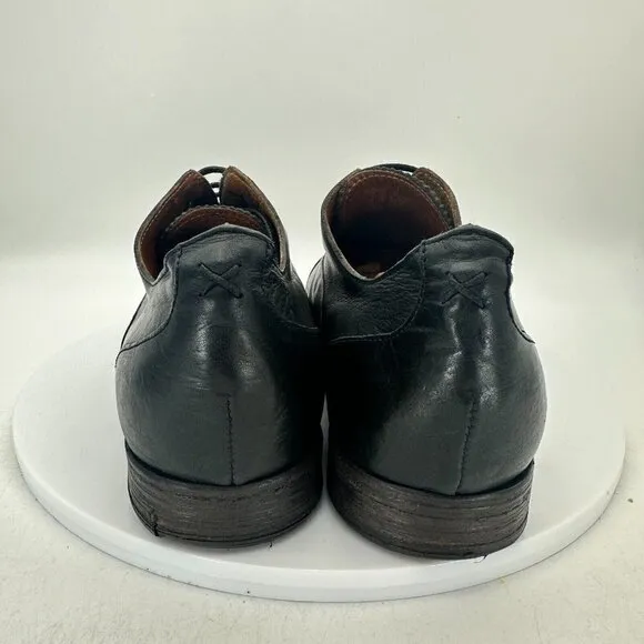 Fiorentini   Baker Men Size EU 43 US 10 Black Leather Cap Toe Oxford Dress Shoes