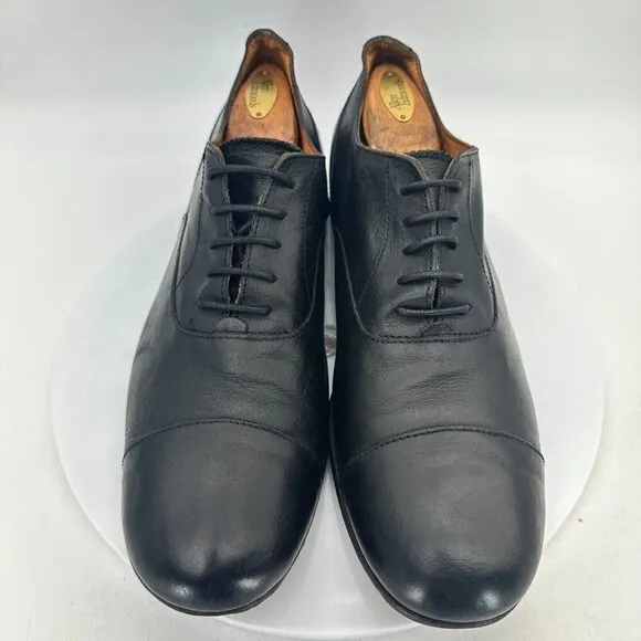Fiorentini   Baker Men Size EU 43 US 10 Black Leather Cap Toe Oxford Dress Shoes