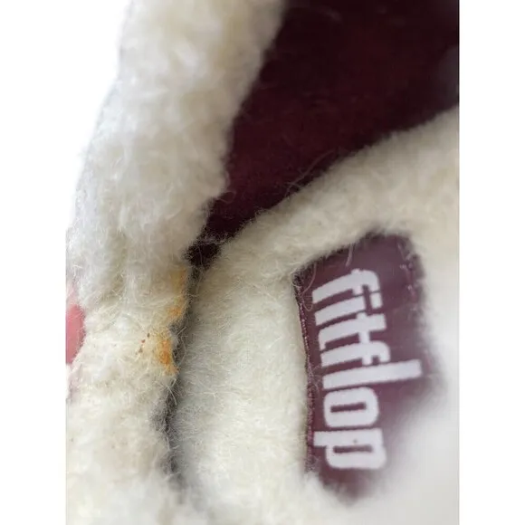 Fit Flop Loafer Women's Size 5 Purple White Loaff Snug Pom Slippers