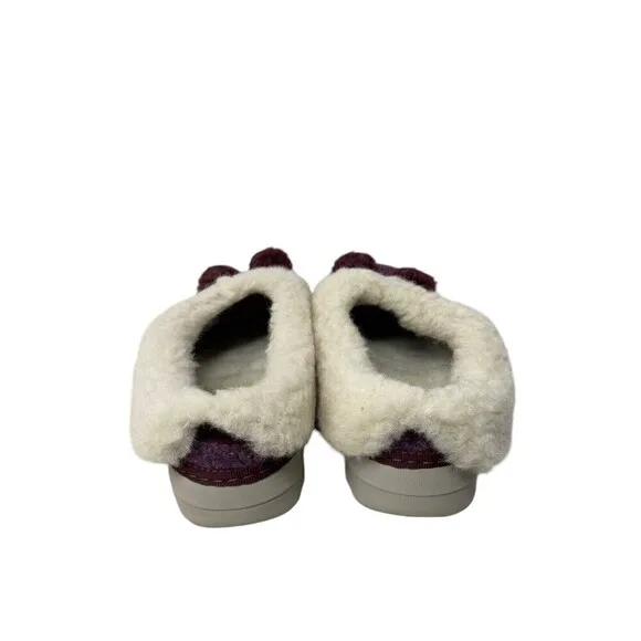 Fit Flop Loafer Women's Size 5 Purple White Loaff Snug Pom Slippers