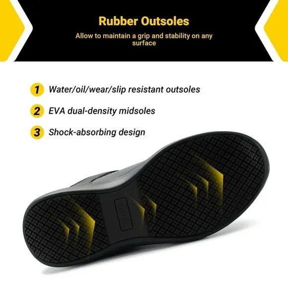 FitVille Extra Wide Steel Toe Work Shoes for Men, Waterproof Composite Leather.