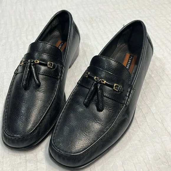 FLORSHEIM loafer Men's Tassel Black Loafer gold trip leather men’s 10 size used