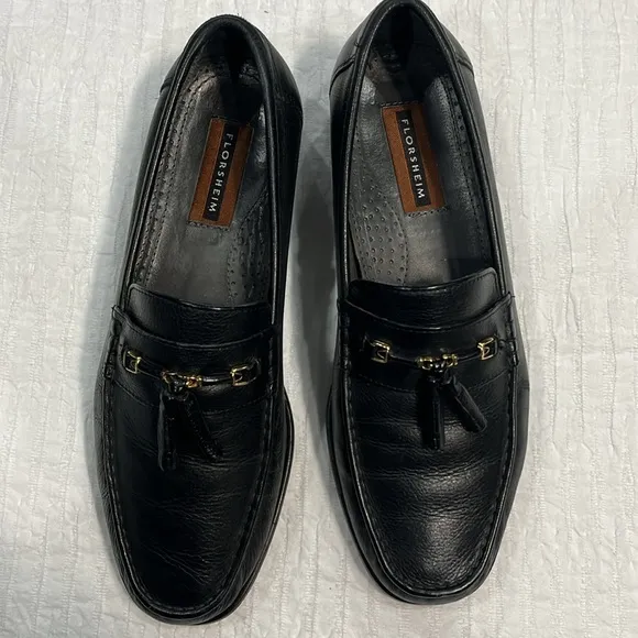 FLORSHEIM loafer Men's Tassel Black Loafer gold trip leather men’s 10 size used