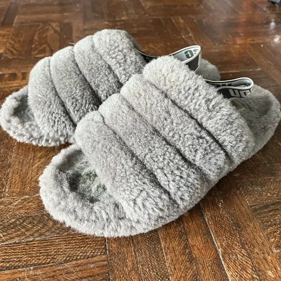 Fluff Yeah Slides grey Uggs, platform shoes