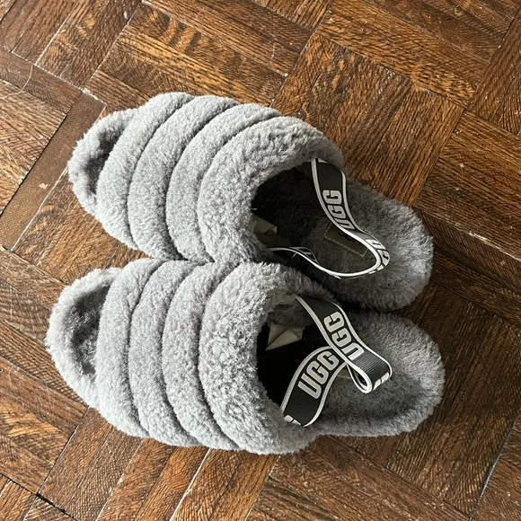 Fluff Yeah Slides grey Uggs, platform shoes