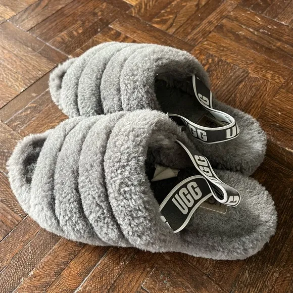 Fluff Yeah Slides grey Uggs, platform shoes