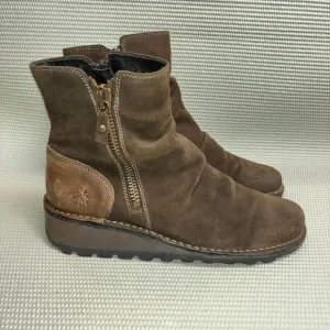 FLY London Mong 944 Chunky Zip-Up Ankle Boots Women's Size EU 42 US 10.5-11
