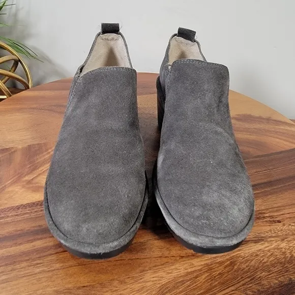 FLY London Wate Suede Low Ankle Slip-on Booties Shoes Size 38