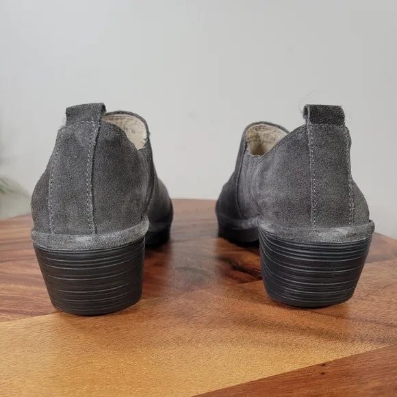 FLY London Wate Suede Low Ankle Slip-on Booties Shoes Size 38