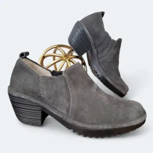 FLY London Wate Suede Low Ankle Slip-on Booties Shoes Size 38