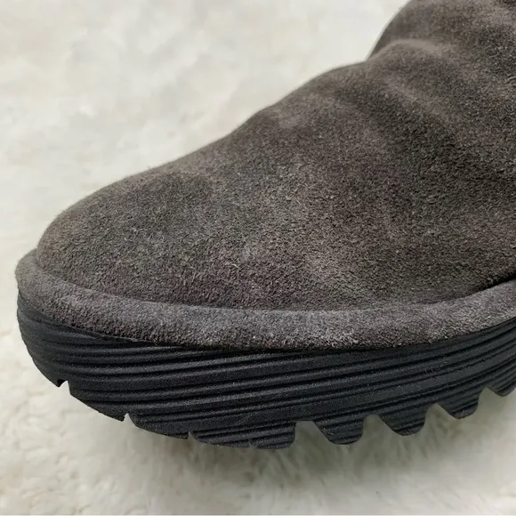 Fly London Women's Yebi Suede Wedge Gray Ankle Leather Boot Shoes Size 41