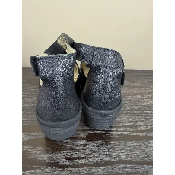 Fly London Yall Platform Wedge Sandals Shoes Size 36 Black